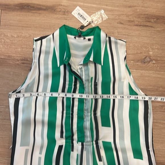 NWT Raoul 100% Silk - Green / Black / White Style: Shirt dress Size - 8 - Picture 10 of 11